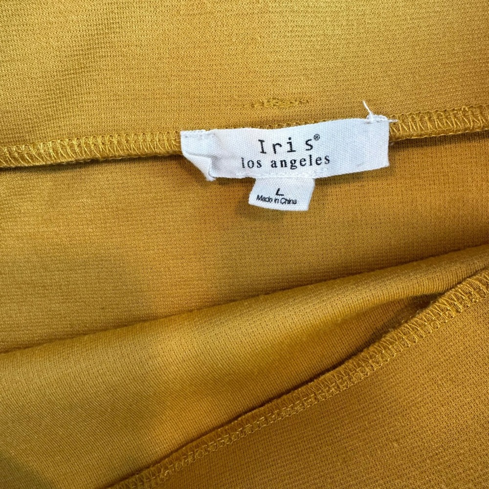Iris Los Angeles Mustard Yellow Textured Stretch Pencil Skirt Womens Large - Picture 3 of 5